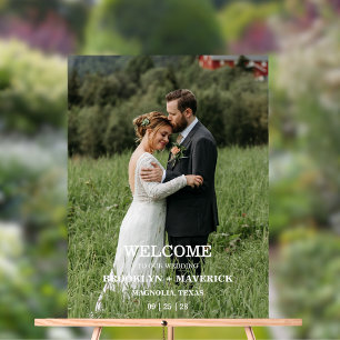 Panneau En Acrylique Bienvenue Élégante à Notre Photo de Mariage
