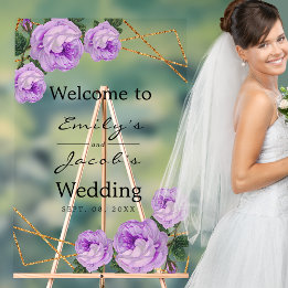Panneau En Acrylique Bienvenue Mariage Gold Parties scintillant Geo Pur