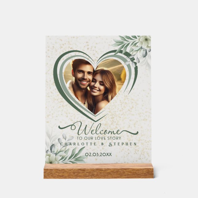 Panneau En Acrylique Bienvenue Mariage Signer Notre Amour Photo Personn (Recto)