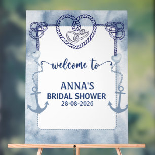 Panneau En Acrylique Bienvenue Naútic Mariage Fête d'Anchor Aquarelle