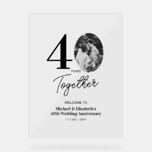 Panneau En Acrylique Bienvenue pour la photo d'anniversaire de mariage