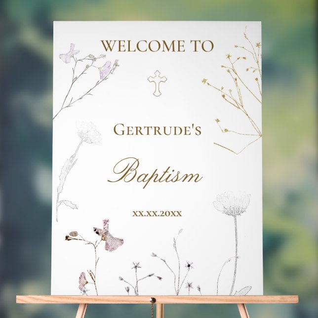 Panneau En Acrylique Bienvenue pour le baptême  (Neutre)