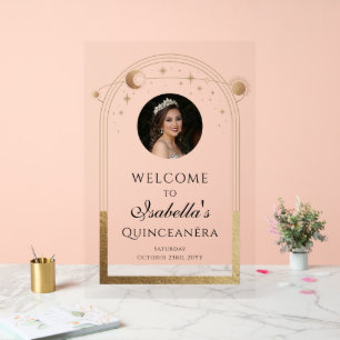 Panneau En Acrylique Bienvenue pour les quinze ans de la Quinceañera Cé
