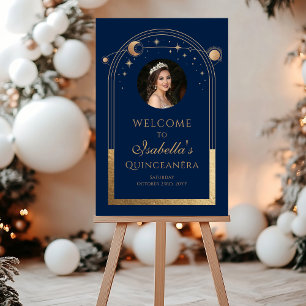Panneau En Acrylique Bienvenue pour Quinceañera de naissance Bleu Céles