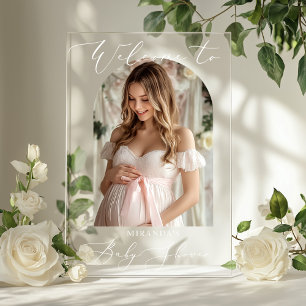 Panneau En Acrylique Bienvenue pour une photo de Baby Shower avec Arche