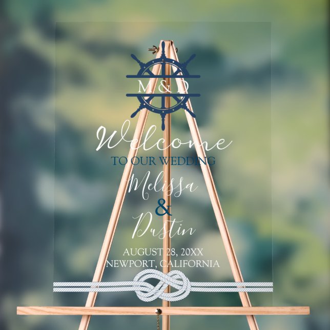 Panneau En Acrylique Bienvenue sur le thème nautique de mariage de bate (Neutre)
