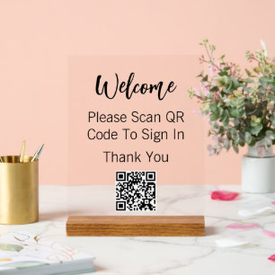 Panneau En Acrylique Bienvenue Veuillez Analyser le code QR pour vous c
