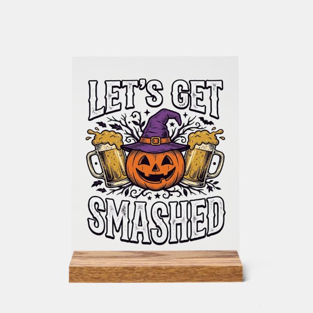 Panneau En Acrylique Bièredecitrouille Halloween défonçons-nous (Recto)