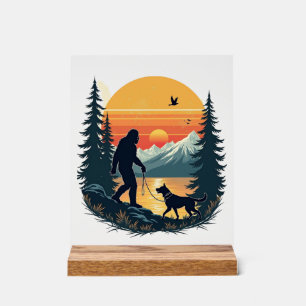 Panneau En Acrylique Bigfoot Vintage Marche Chien Montagne Coucher de s