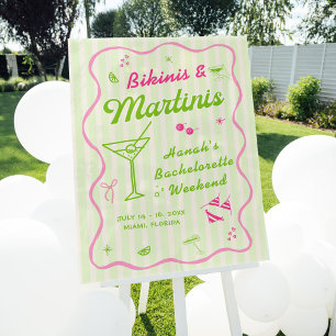 Panneau En Acrylique Bikinis et Martinis Soirée Bach Bienvenue