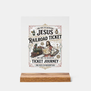 Panneau En Acrylique Billet de train Jésus Voyage Billet de train Jésus