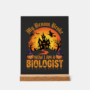 Panneau En Acrylique Biologiste d'Halloween Sorcière Maison Hantée Citr