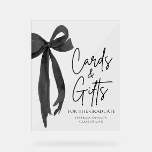 Panneau En Acrylique Black Bow Graduate Party Cartes et cadeaux
