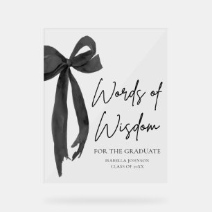 Panneau En Acrylique Black Bow Graduation Party Conseils Paroles de sag