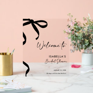 Panneau En Acrylique Black Bow She's Tying the Knot Fête des mariées