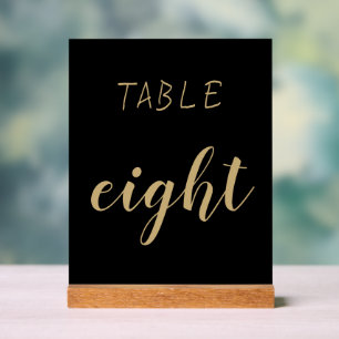 Panneau En Acrylique Black Gold Simple Modern Cute Numéro de table