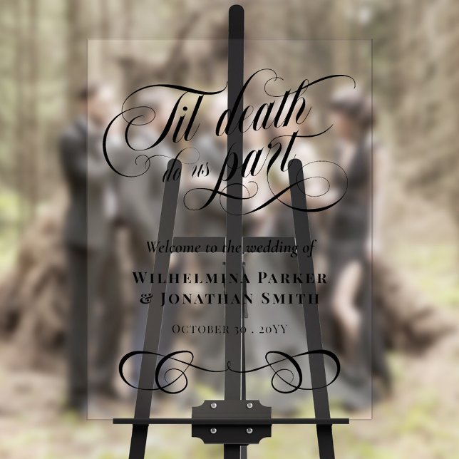 Panneau En Acrylique Black Til Death Do Us Part Mariage Welcome (Créateur téléchargé)