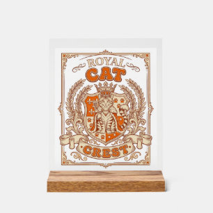 Panneau En Acrylique Blason de chat royal Chat Héraldique Armoiries Vin