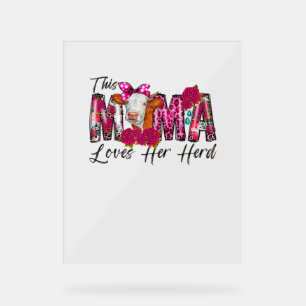 Panneau En Acrylique Bleached This Mama Loves Her Herd Mother's Day Cow