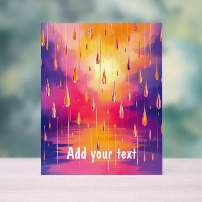 Panneau En Acrylique Bleu Jaune Pluie Boutons Nature Aquarelle (Neutre)