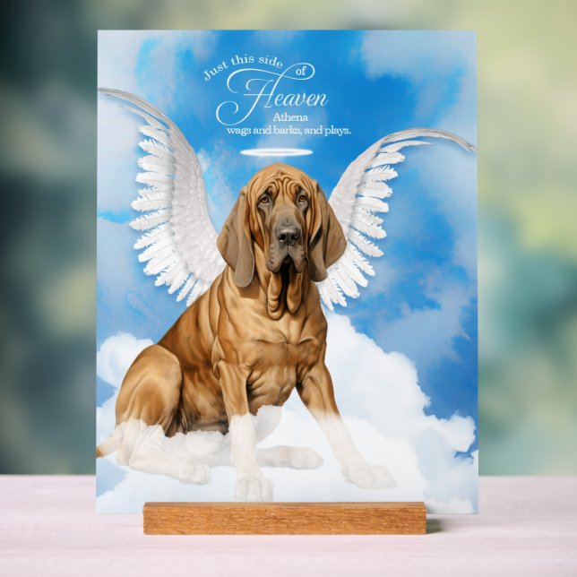 Panneau En Acrylique Bloodhound Chien Angel avec le nom Pet Memorial (Neutre)
