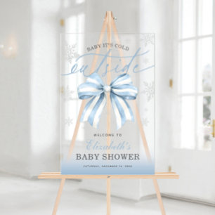 Panneau En Acrylique Blue Bow Baby Son Froid À L'Extérieur Baby shower