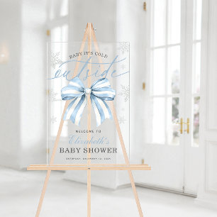 Panneau En Acrylique Blue Bow Baby Son Froid À L'Extérieur Baby shower