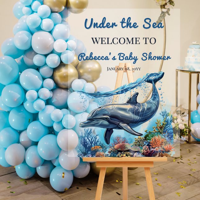 Panneau En Acrylique Blue Boy Under the Sea Baby shower Bienvenue (Créateur téléchargé)