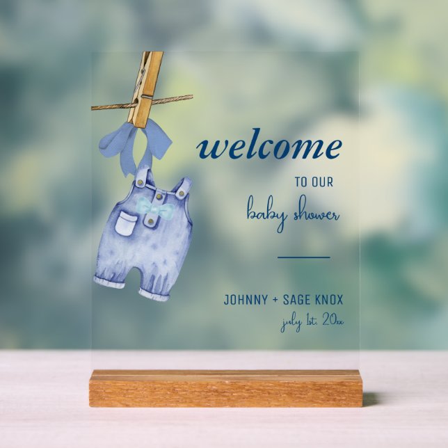 Panneau En Acrylique Blue Jean Baby | Bienvenue sur Baby shower Tableto (Neutre)