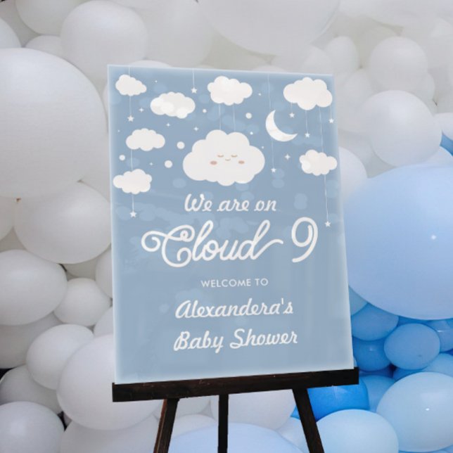 Panneau En Acrylique Blue On Cloud 9 Baby shower Bienvenue (Créateur téléchargé)