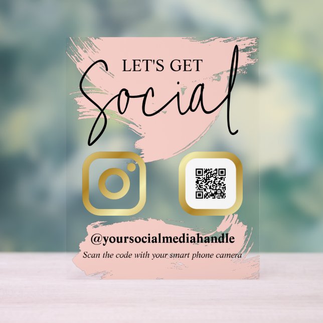 Panneau En Acrylique Blush Brushstrokes Faux Gold Obtenons Social (Neutre)