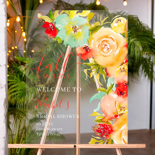 Panneau En Acrylique Boho automne coup de foudre floral bienvenue showe