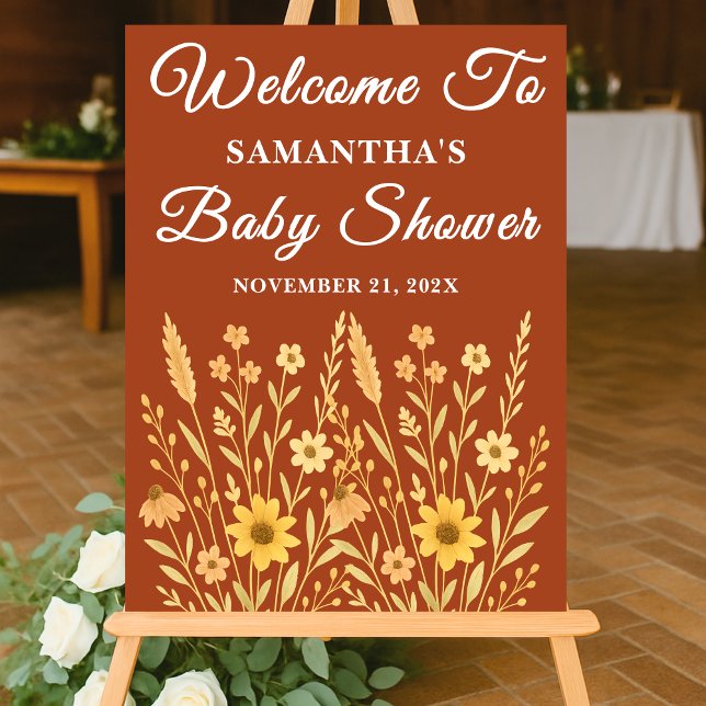 Panneau En Acrylique Boho Automne Fleur sauvage Automne Baby shower Bie (Créateur téléchargé)