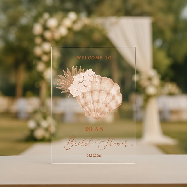 Panneau En Acrylique Boho Beach Seashell Fête des mariées Bienvenue (Créateur téléchargé)