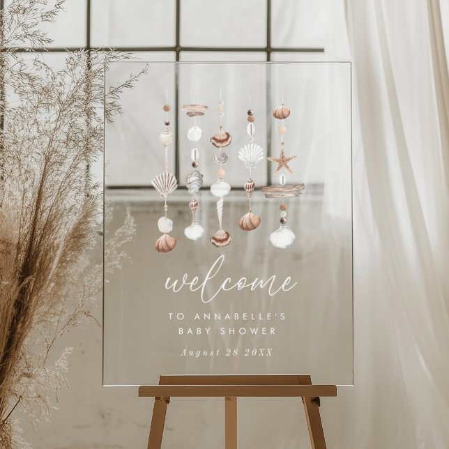 Panneau En Acrylique Boho Beach Shell (Zazzle Boho Beach Shell Acrylic Sign)