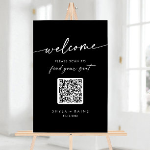 Panneau En Acrylique Boho Black QR Code Acrylique Mariage Seing Chart