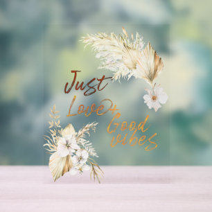 Panneau En Acrylique Boho bons sentiments et Bouquets