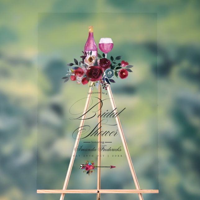 Panneau En Acrylique Boho Burgundy et Navy Wine Tasting Brive Bienvenue (Neutre)