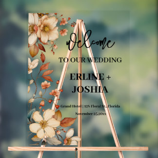 Panneau En Acrylique Boho Fleur sauvage Mariage en terre cuite