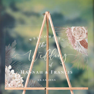 Panneau En Acrylique Boho fleurs mariage accueil