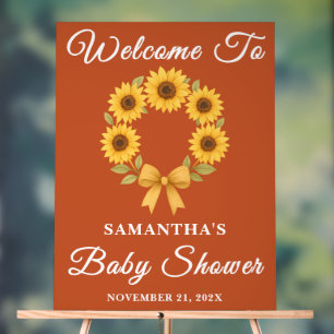 Panneau En Acrylique Boho Golden Sunflower Baby shower d'automne Bienve