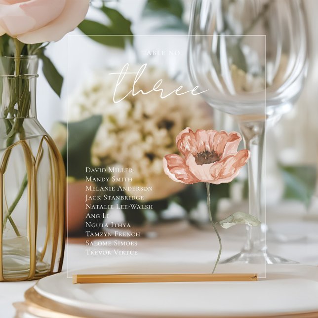 Panneau En Acrylique Boho Islandais Aquarelle Islande Poppy Flower Ongl (Boho Icelandic Watercolor Iceland Poppy Flower Table Number)