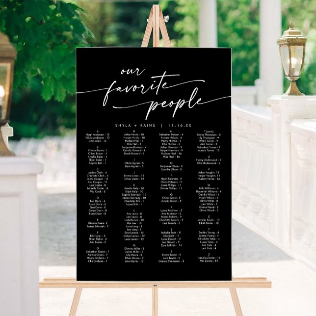 Panneau En Acrylique Boho Modern Black Acrylique Mariage Carte de siège (Boho Modern Black Acrylic Wedding Seating Chart)