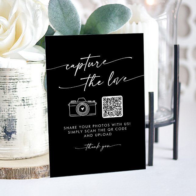 Panneau En Acrylique Boho Modern Black Capture le Mariage d'amour (Boho Modern Black Capture the Love Wedding Acrylic Sign)