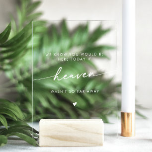 Panneau En Acrylique Boho Modern Heaven White Clear Mariage Memorial