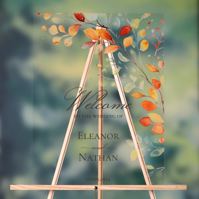 Panneau En Acrylique Boho moderne aquarelle automne Feuilles d'automne  (Neutre)