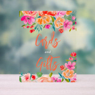 Panneau En Acrylique Boho orange fleurie fleur sauvage signe cadeaux
