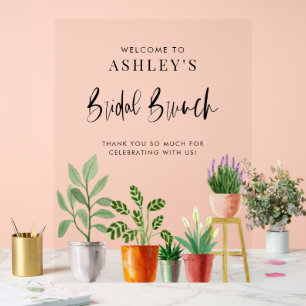 Panneau En Acrylique Boho Poted Houseplants Bridal Brunch Bienvenue