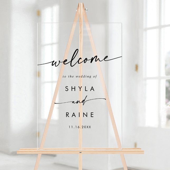 Panneau En Acrylique Boho Simple Moderne Clair Mariage Acrylique Accuei (Boho Simple Modern Clear Acrylic Wedding Welcome Acrylic Sign)