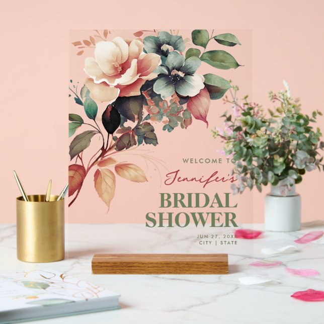 Panneau En Acrylique Boho Summer Floral Fête des mariées Bienvenue (Mariage)